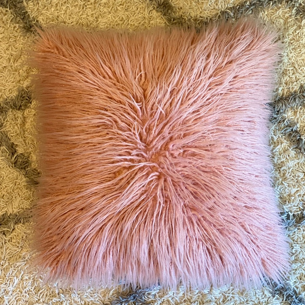 SET OF 2 Large Pink Faux Fur Throw Pillow Covers